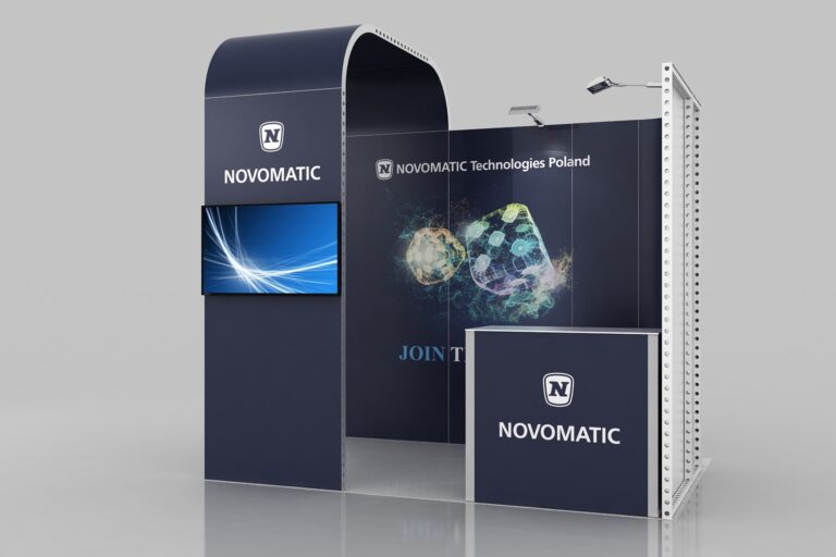Projekt stoiska konferencyjnego Novomatic, wizualizacja