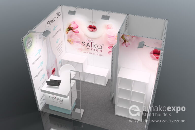Projekt stoiska konferencyjnego Saikomed, widok z góry